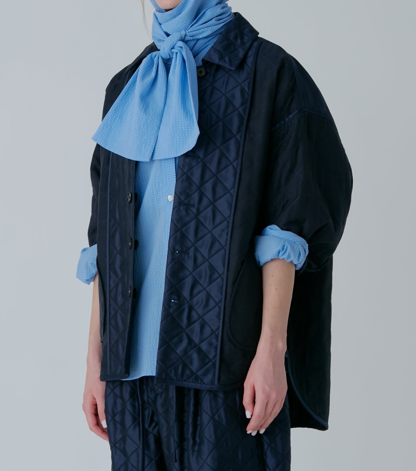 Shiny Quilted Shirt Jacket