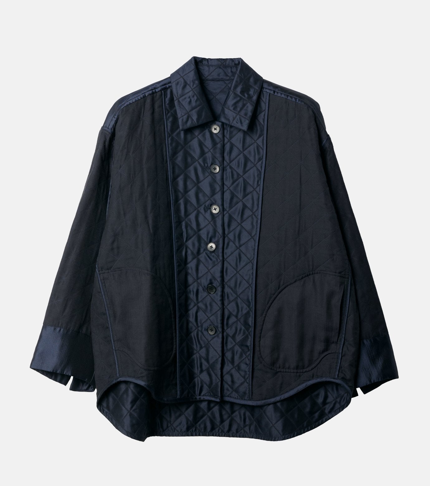 Shiny Quilted Shirt Jacket