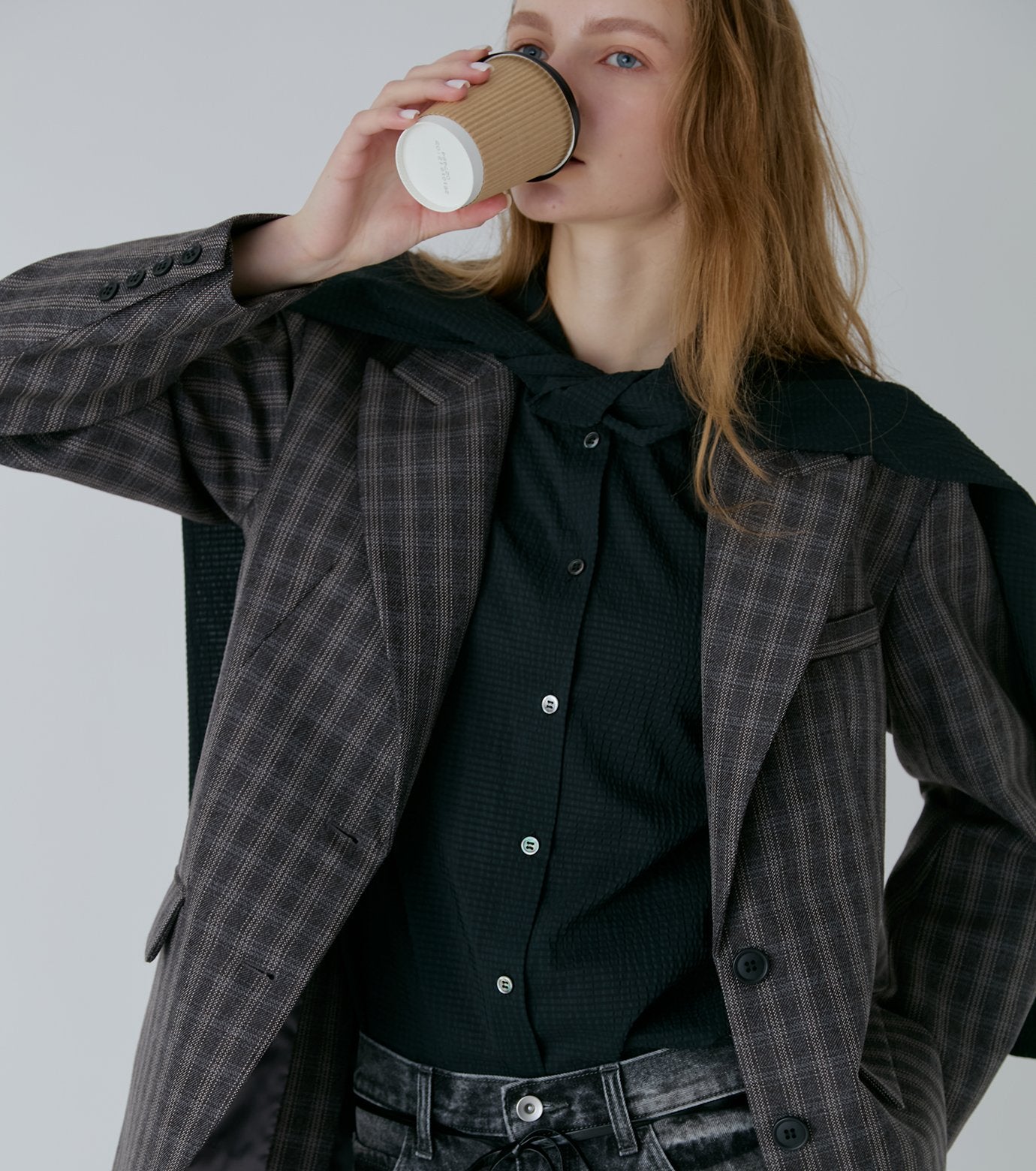 Gingham Check Hooded Shirt