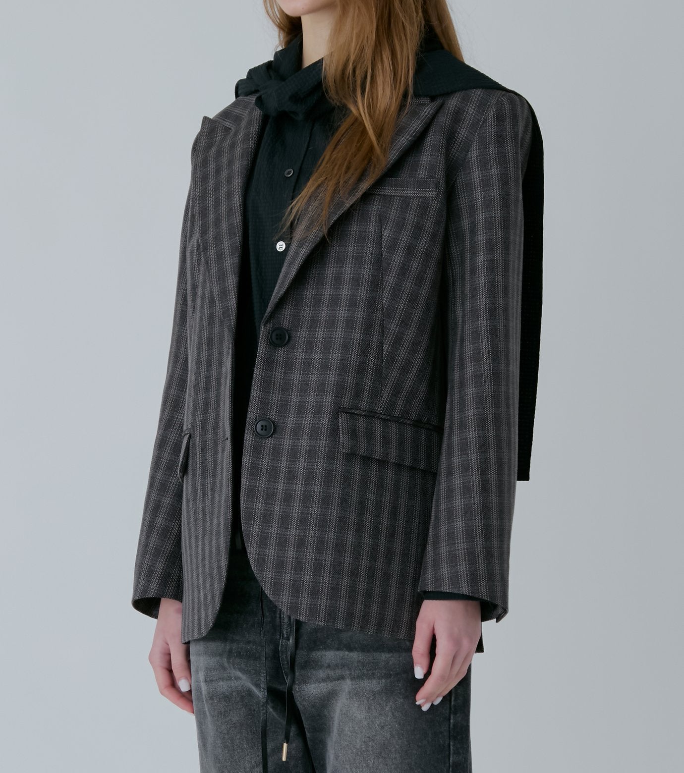 Gingham Check Hooded Shirt