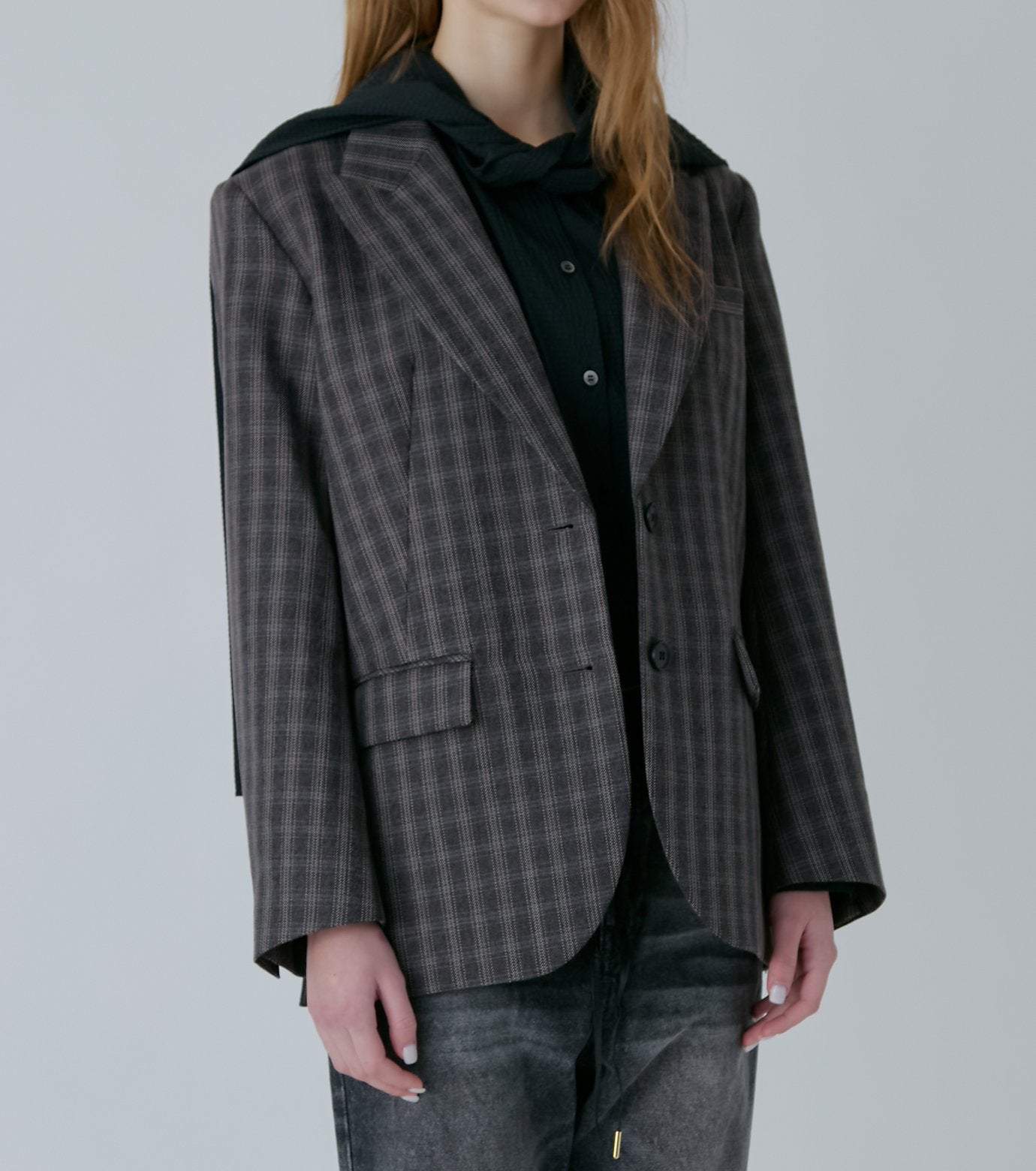Gingham Check Hooded Shirt