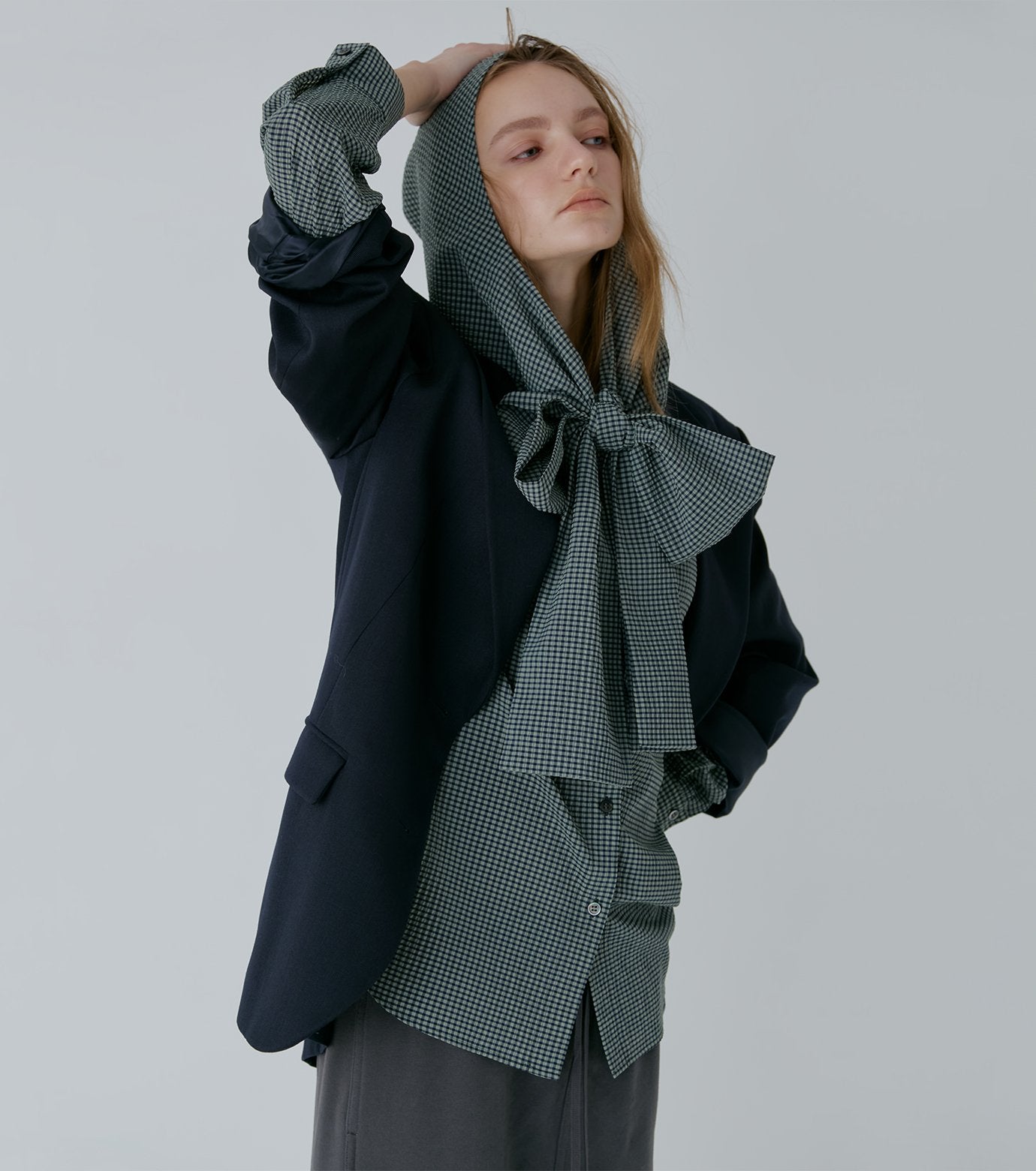 Gingham Check Hooded Shirt