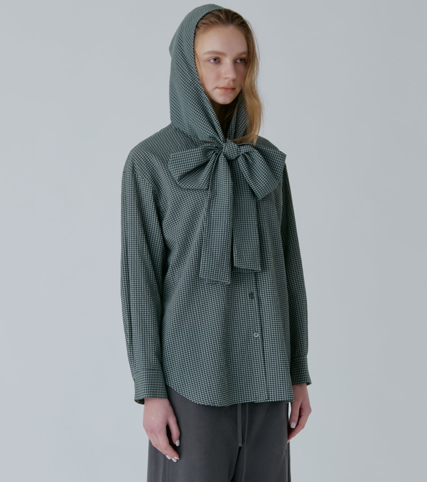 Gingham Check Hooded Shirt