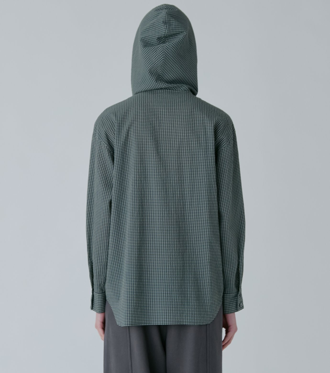 Gingham Check Hooded Shirt