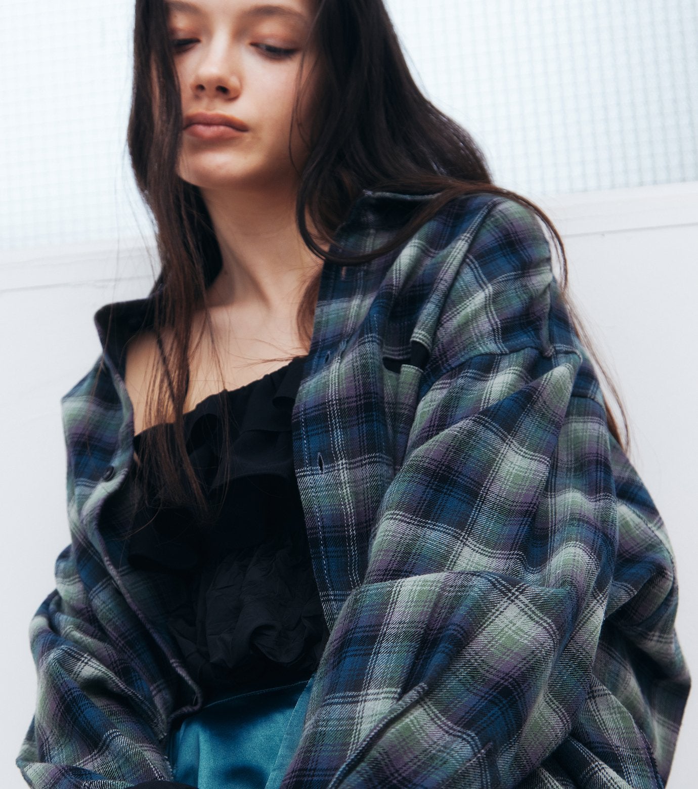 Flannel Shirt w/Organza Trim