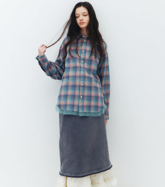 Flannel Shirt w/Organza Trim
