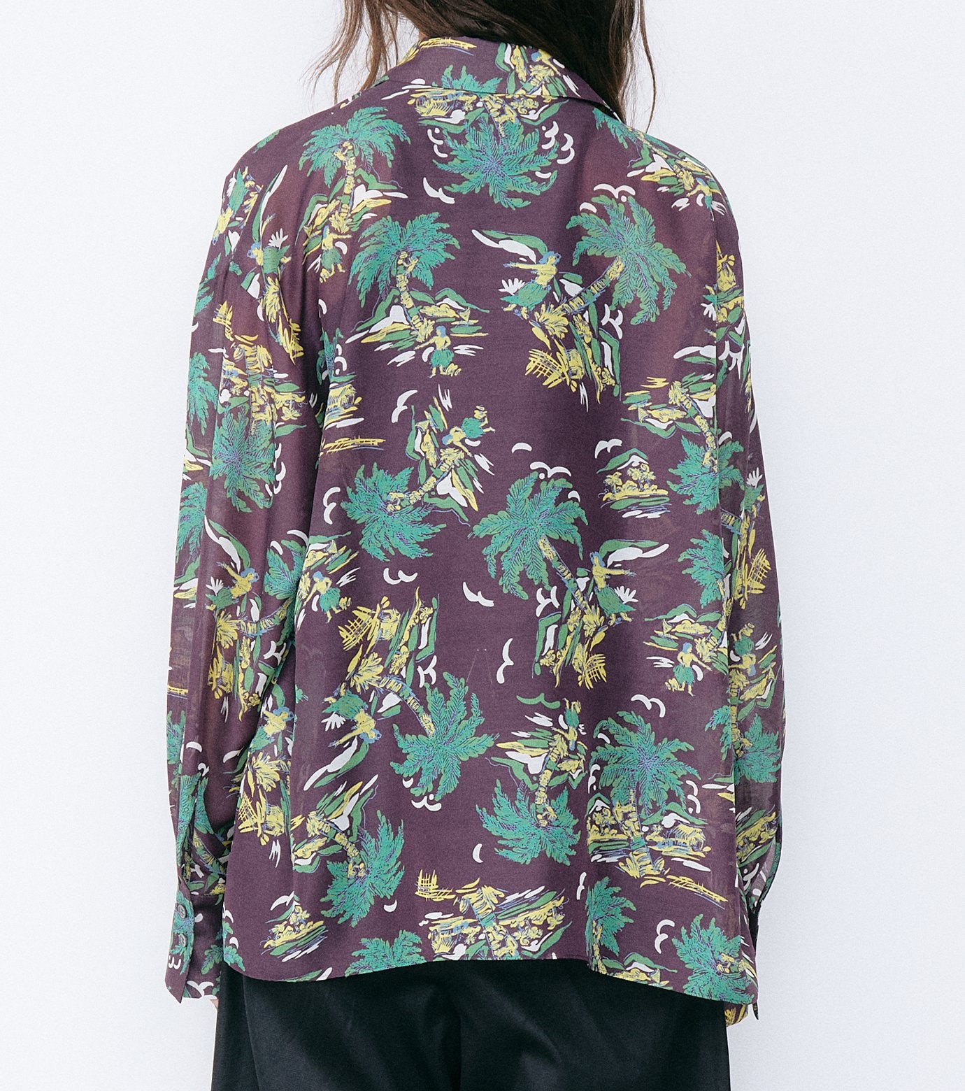 Tropical Print Sheer Shirt