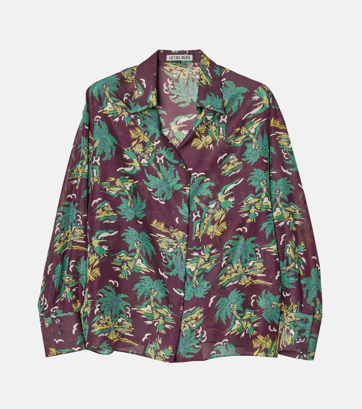 Tropical Print Sheer Shirt