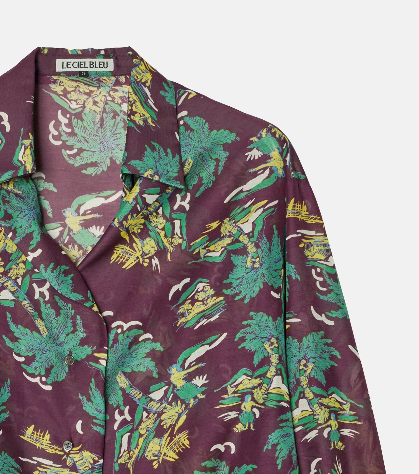 Tropical Print Sheer Shirt