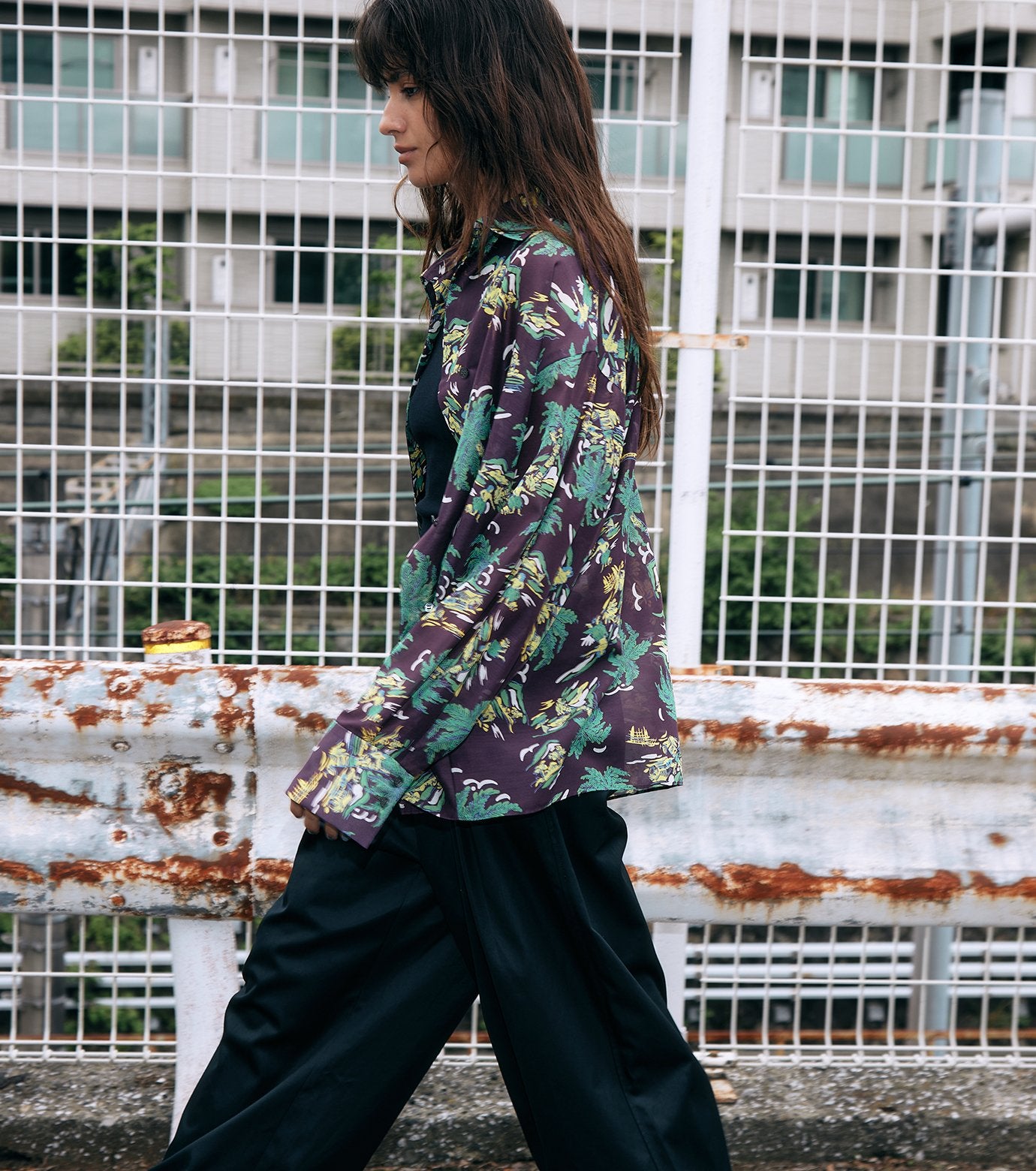 Tropical Print Sheer Shirt