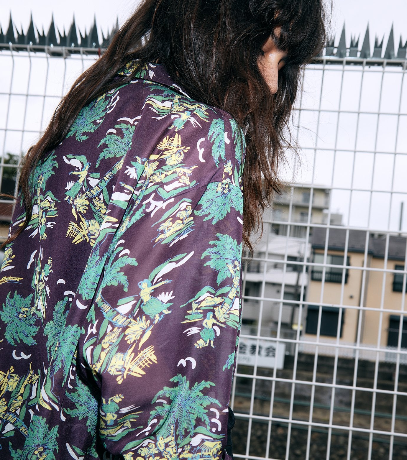 Tropical Print Sheer Shirt