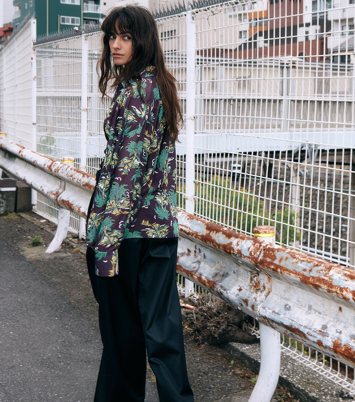 Tropical Print Sheer Shirt