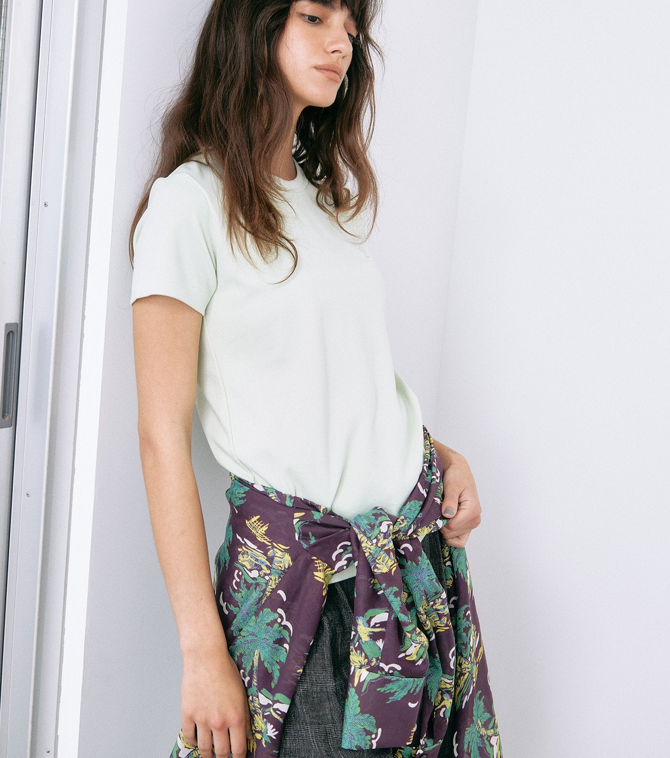 Tropical Print Sheer Shirt