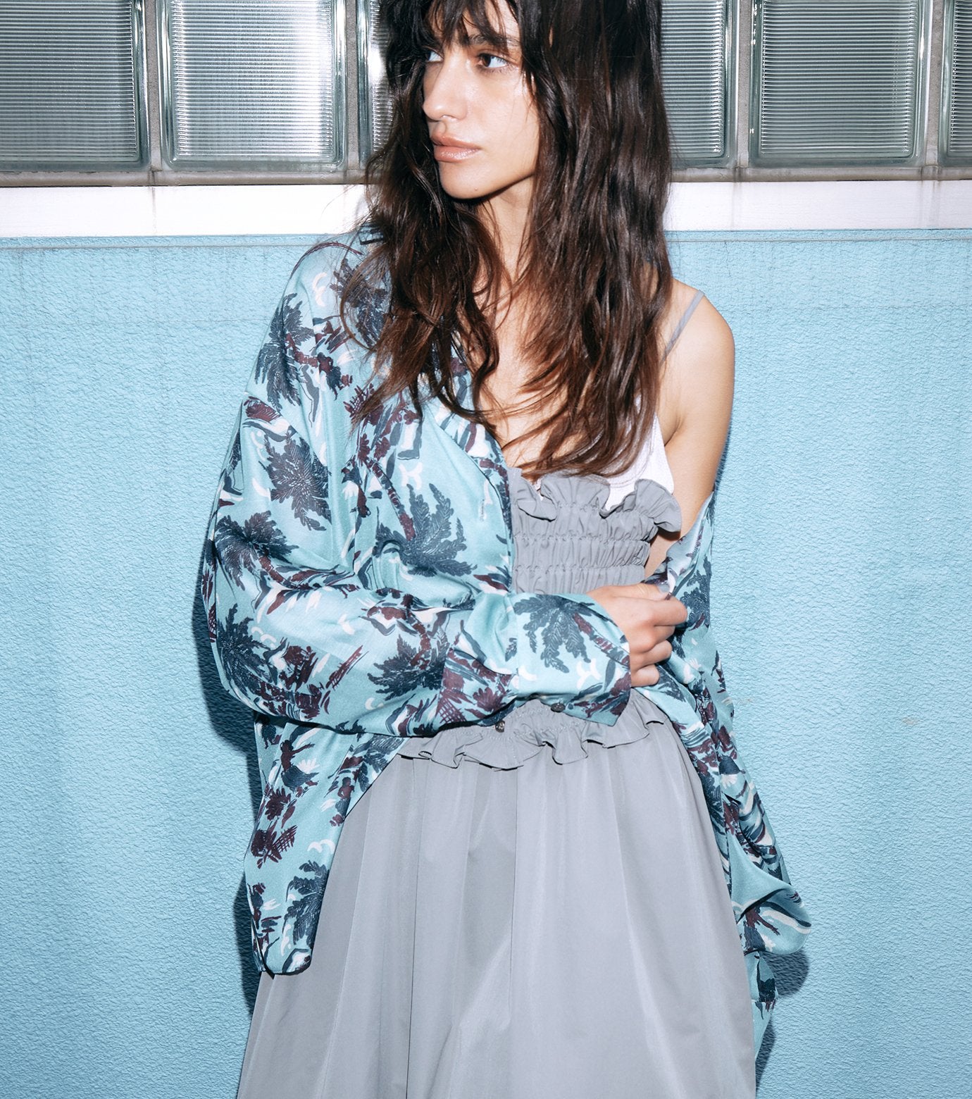 Tropical Print Sheer Shirt