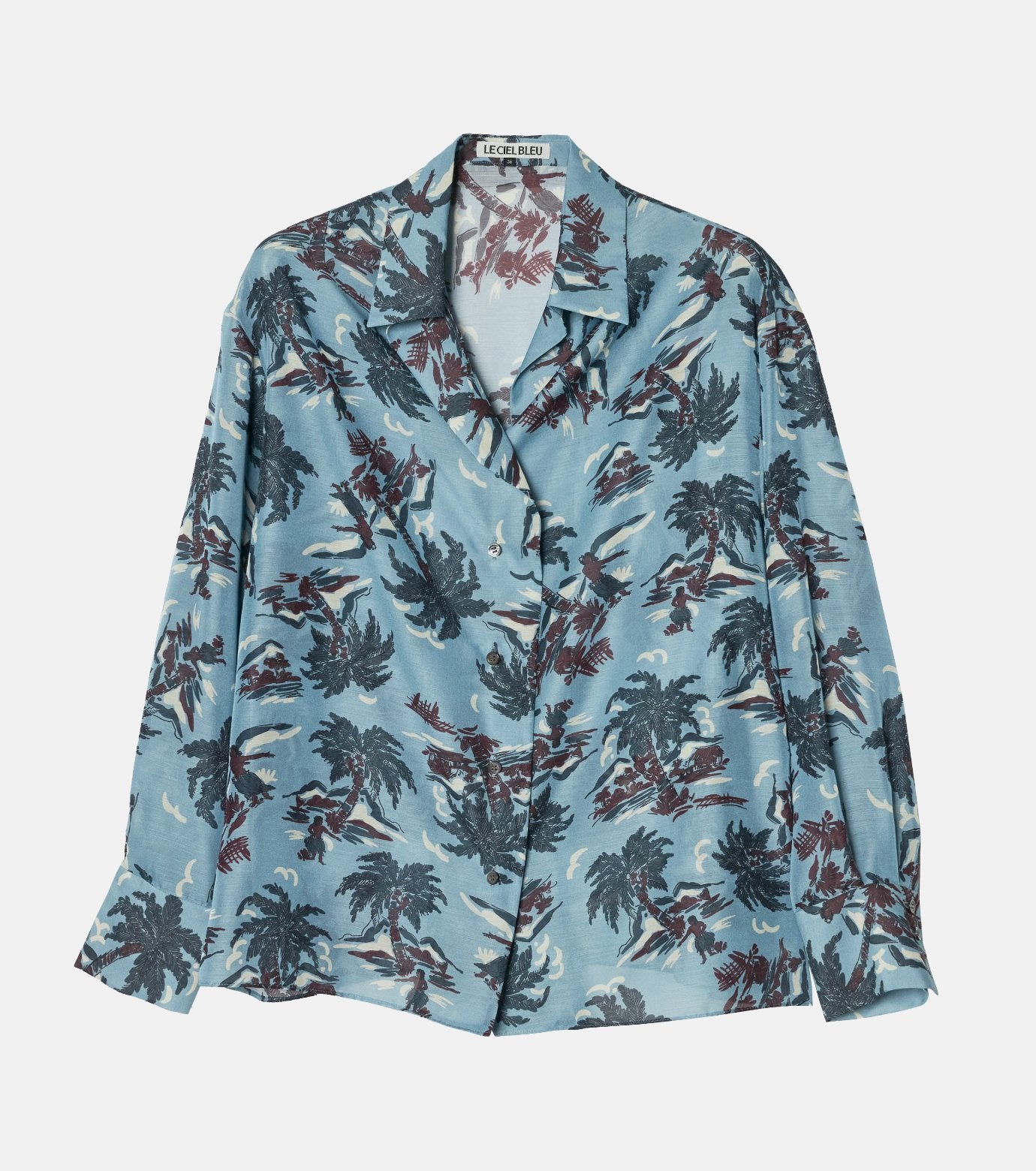 Tropical Print Sheer Shirt