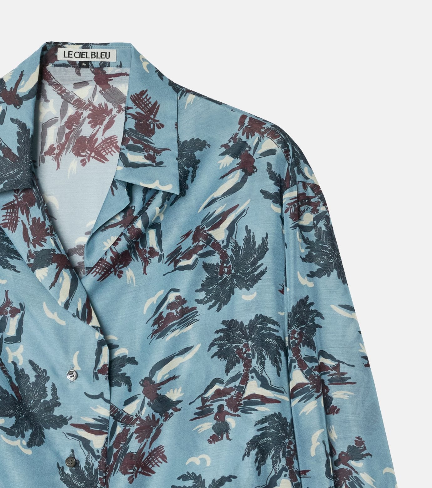 Tropical Print Sheer Shirt