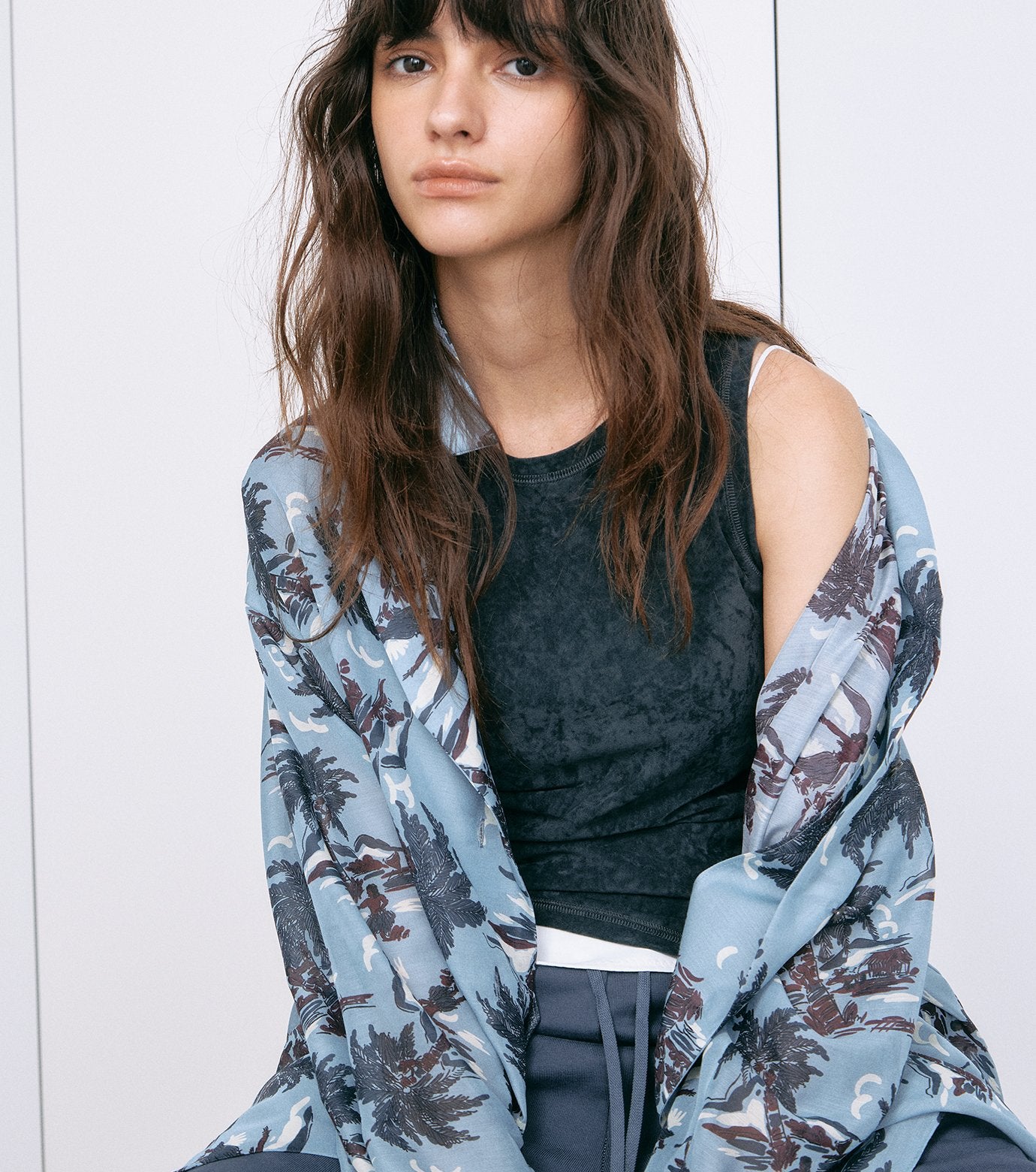 Tropical Print Sheer Shirt