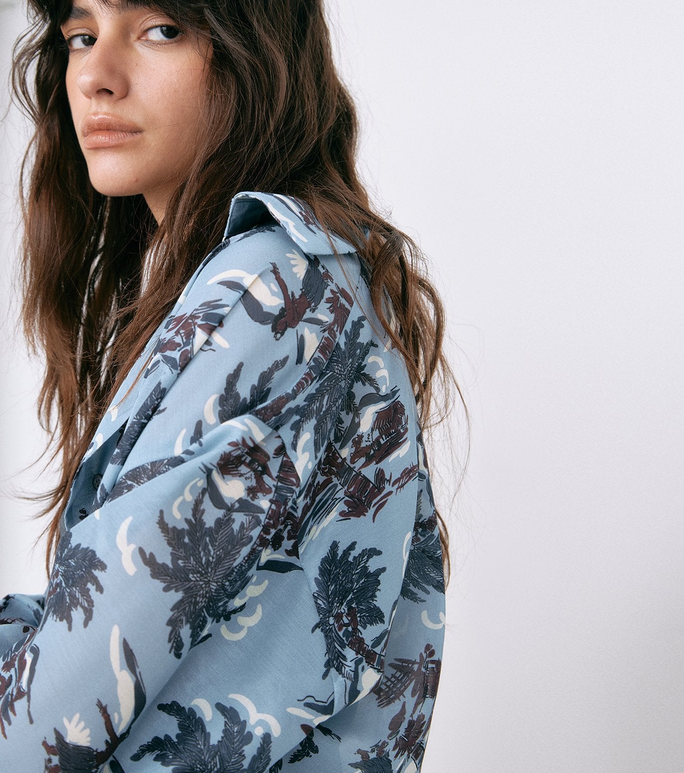 Tropical Print Sheer Shirt