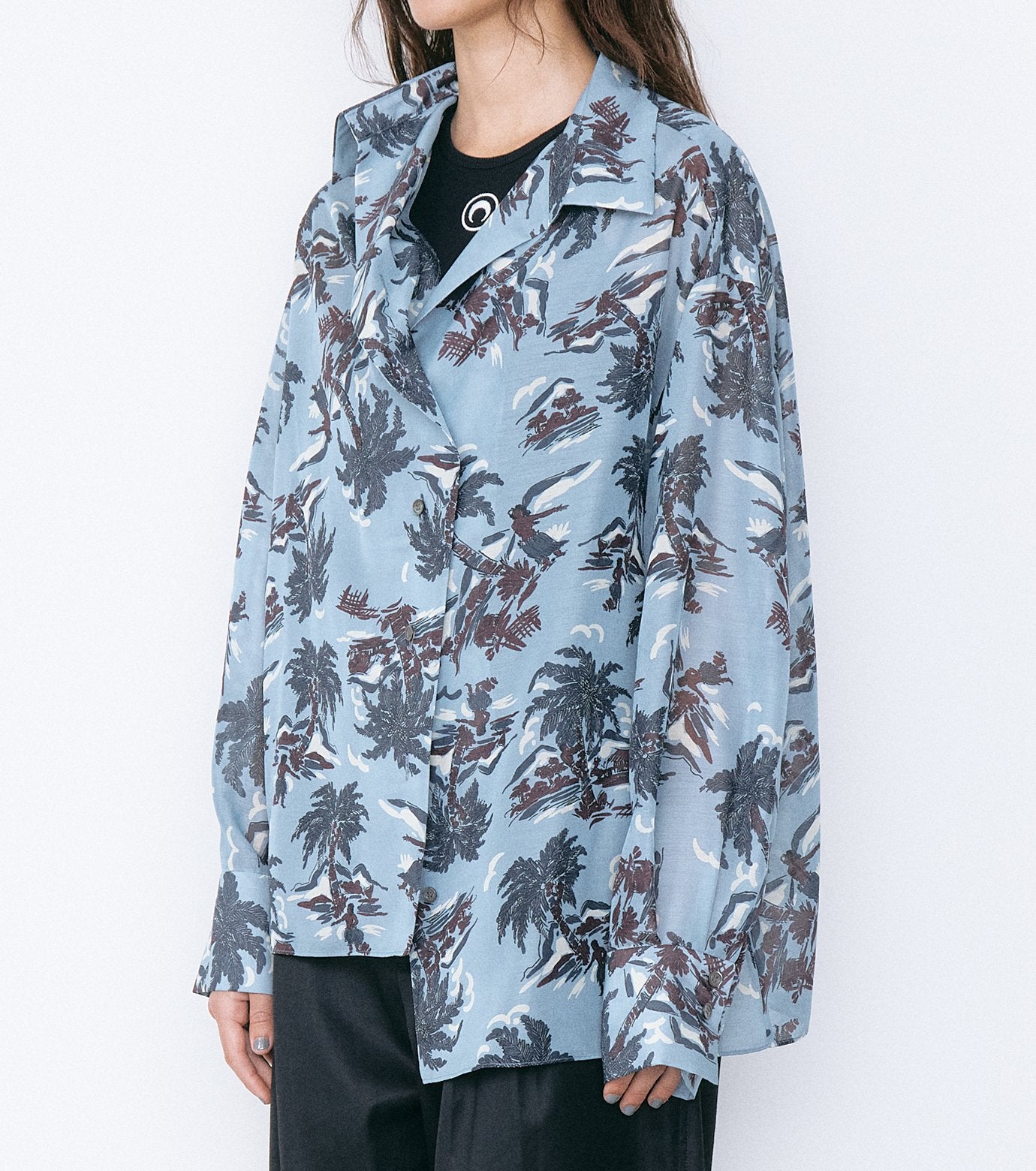Tropical Print Sheer Shirt