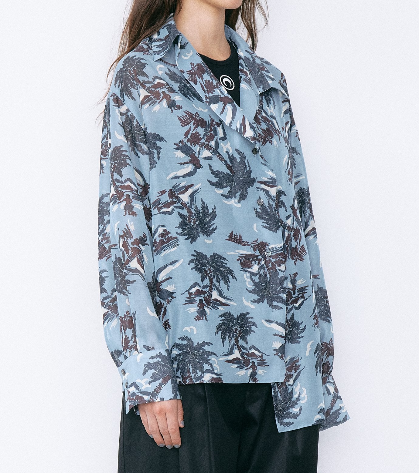 Tropical Print Sheer Shirt