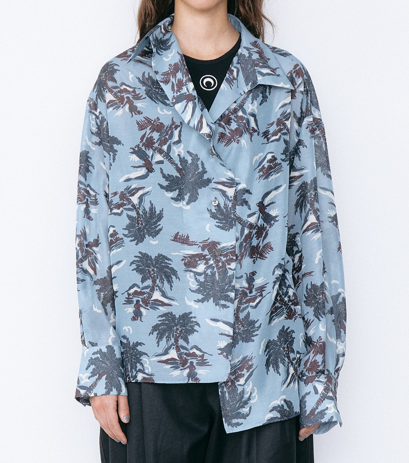 Tropical Print Sheer Shirt