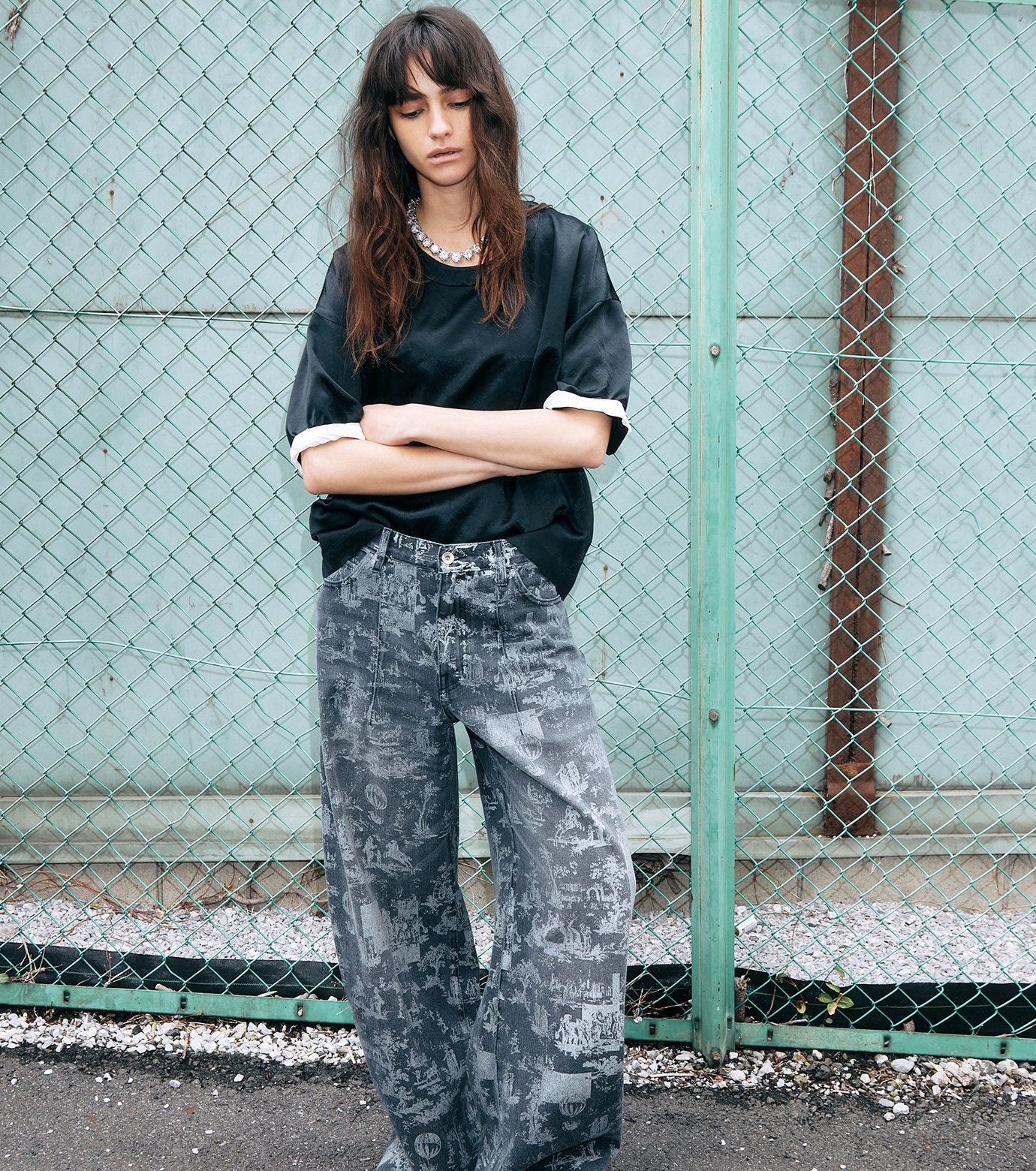 Satin Roll-Up Sleeve Top