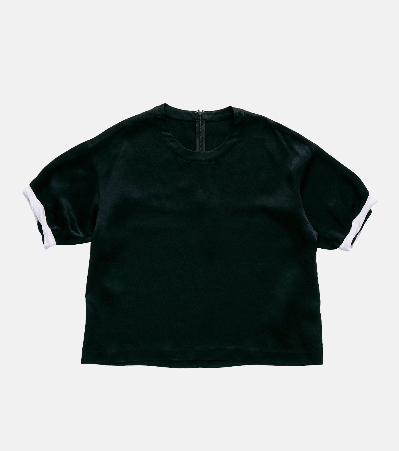 Satin Roll-Up Sleeve Top