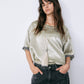 Satin Roll-Up Sleeve Top