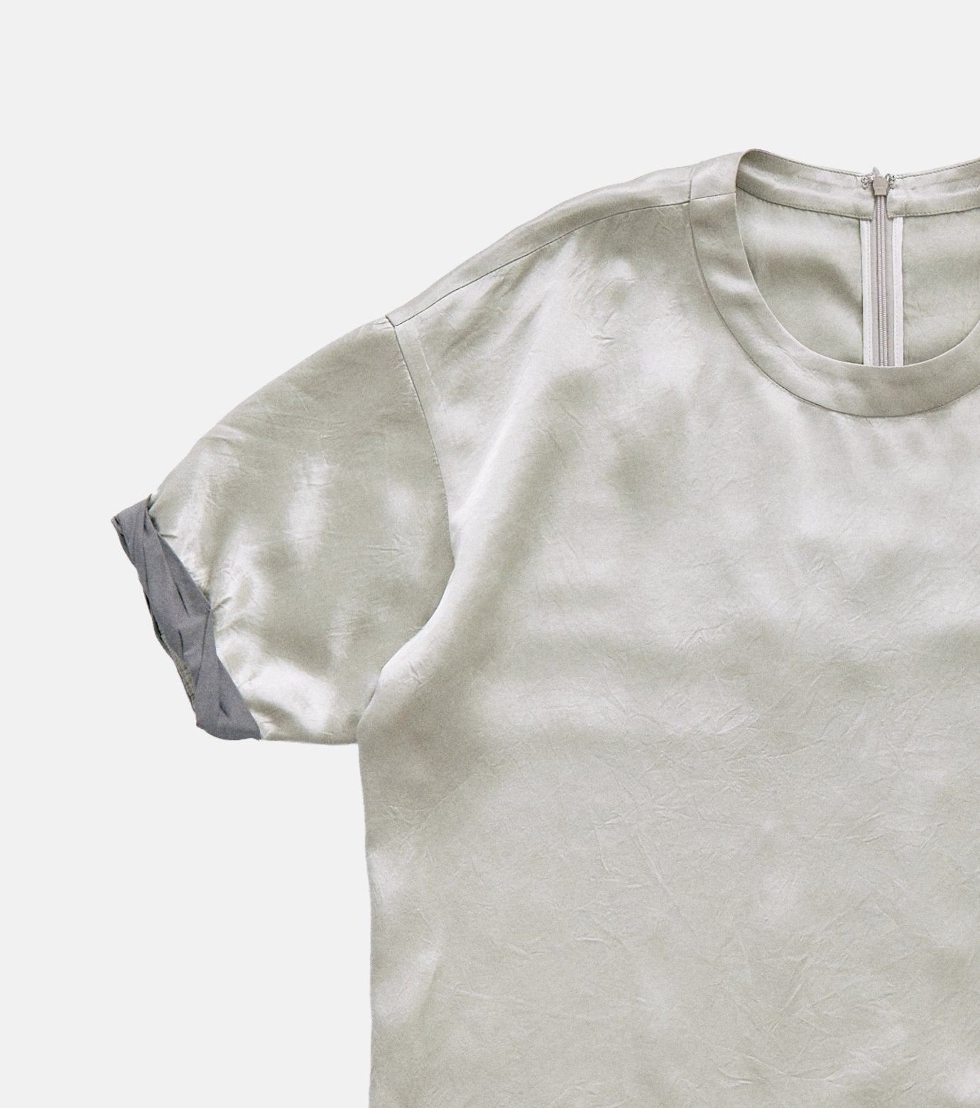 Satin Roll-Up Sleeve Top