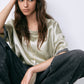 Satin Roll-Up Sleeve Top