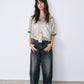 Satin Roll-Up Sleeve Top