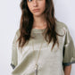 Satin Roll-Up Sleeve Top