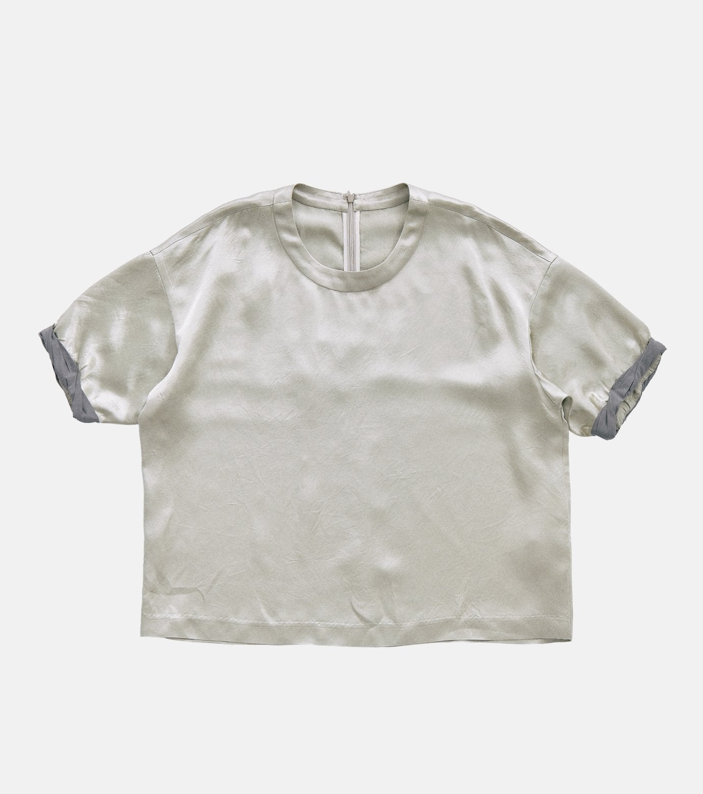 Satin Roll-Up Sleeve Top