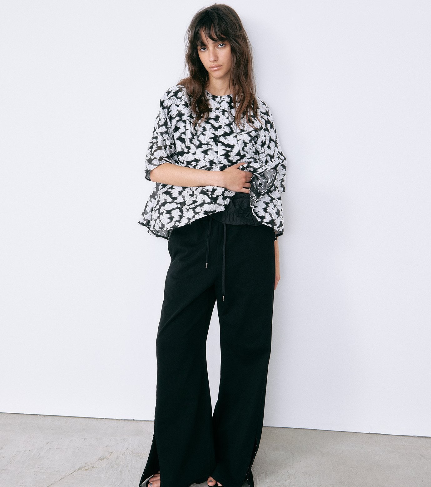 Sheer Jacquard Blouse