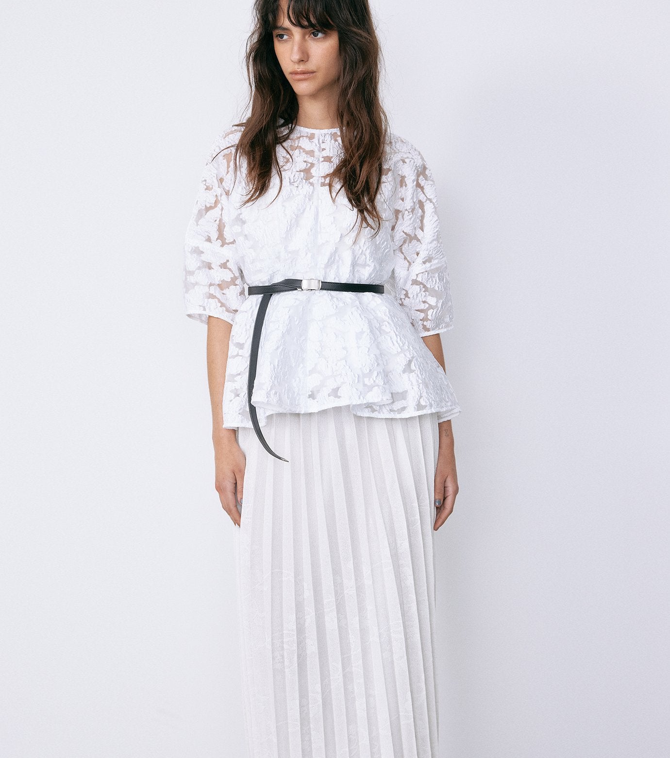 Sheer Jacquard Blouse