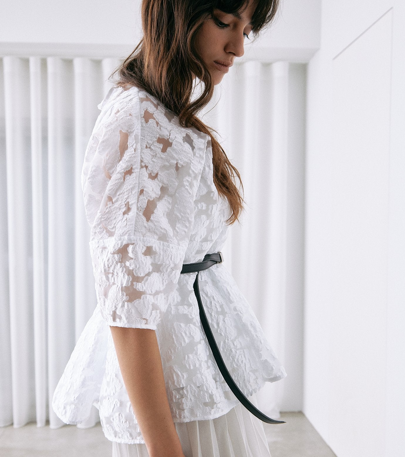 Sheer Jacquard Blouse