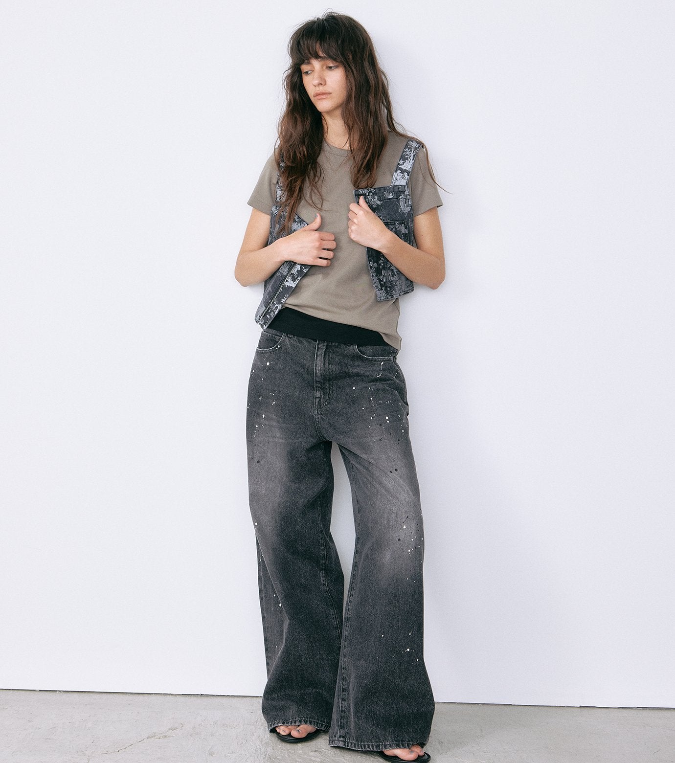 Wallpaper Print Denim Bib Top