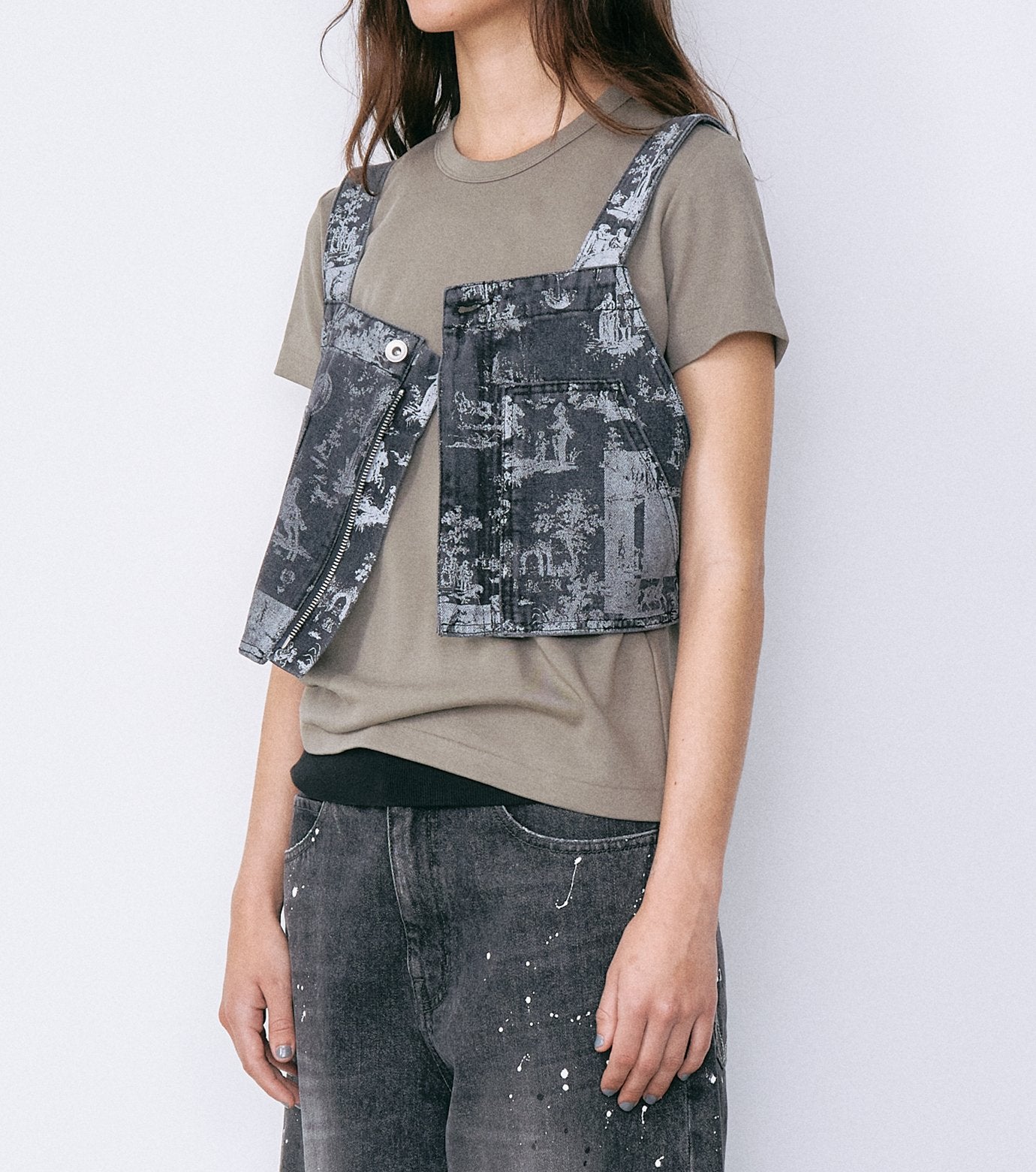 Wallpaper Print Denim Bib Top