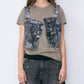 Wallpaper Print Denim Bib Top