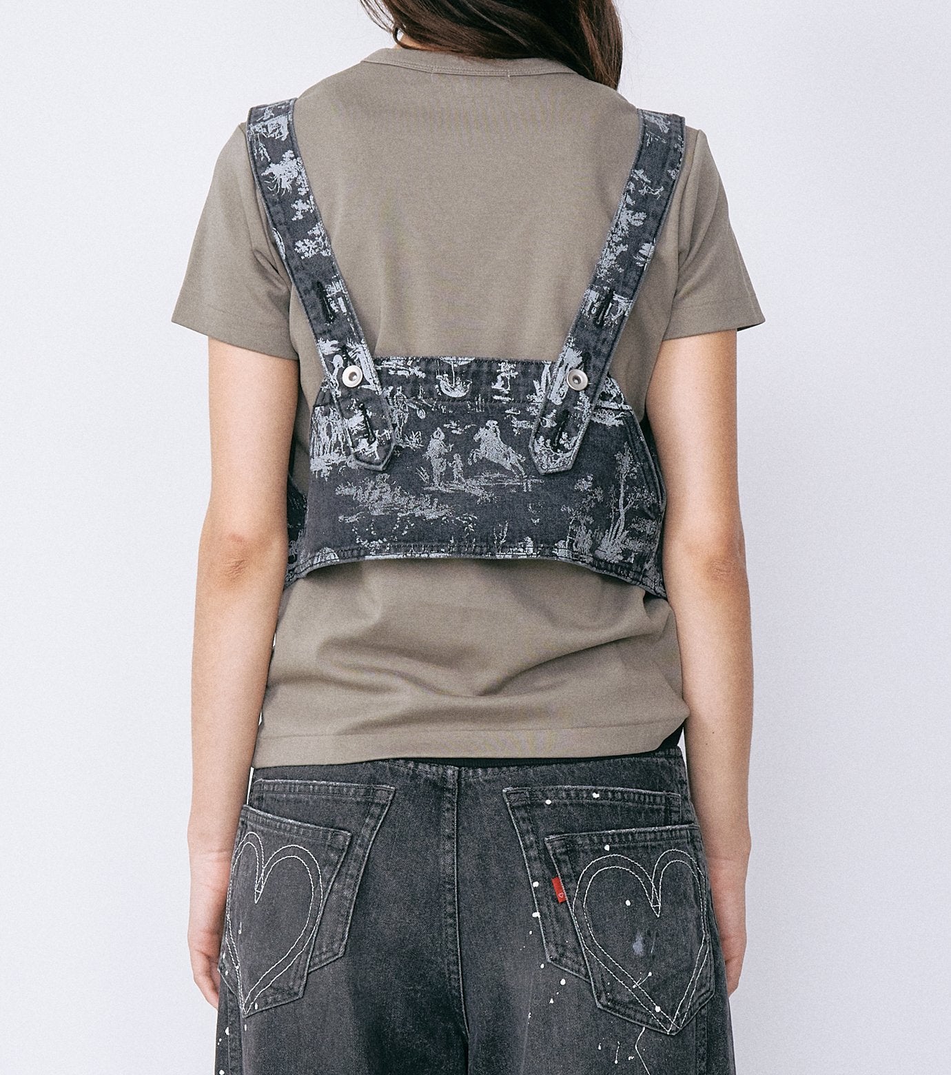 Wallpaper Print Denim Bib Top