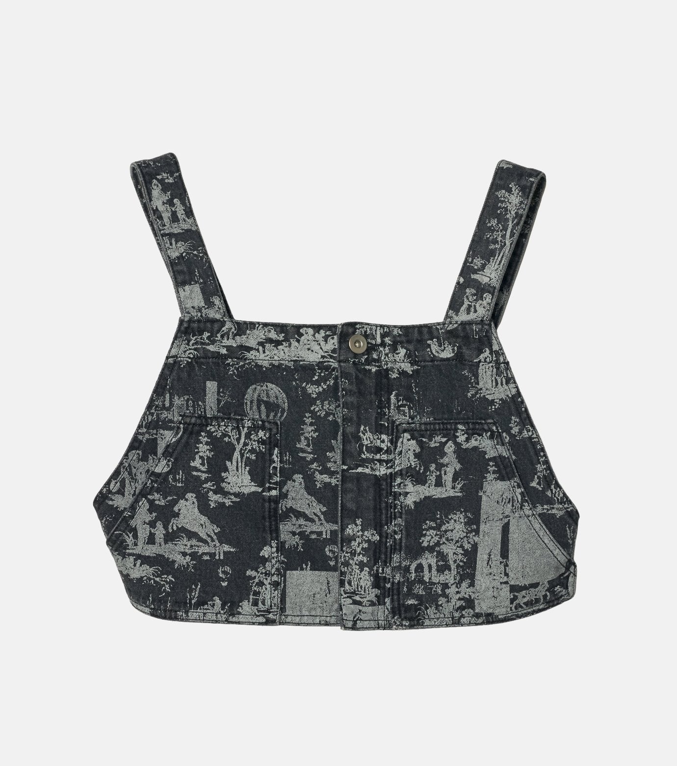 Wallpaper Print Denim Bib Top