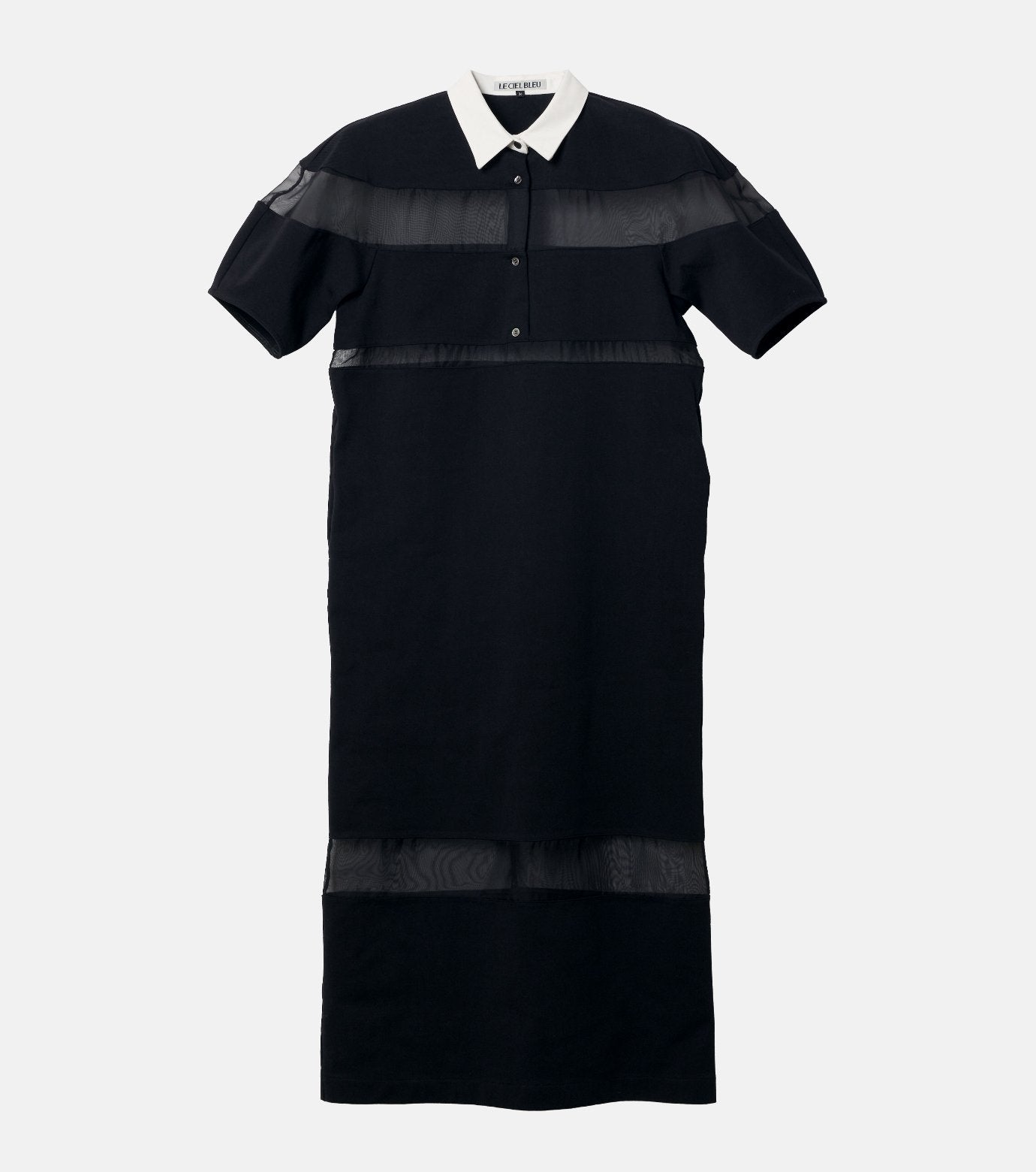 Sheer Detail Rugby Shirt Dress