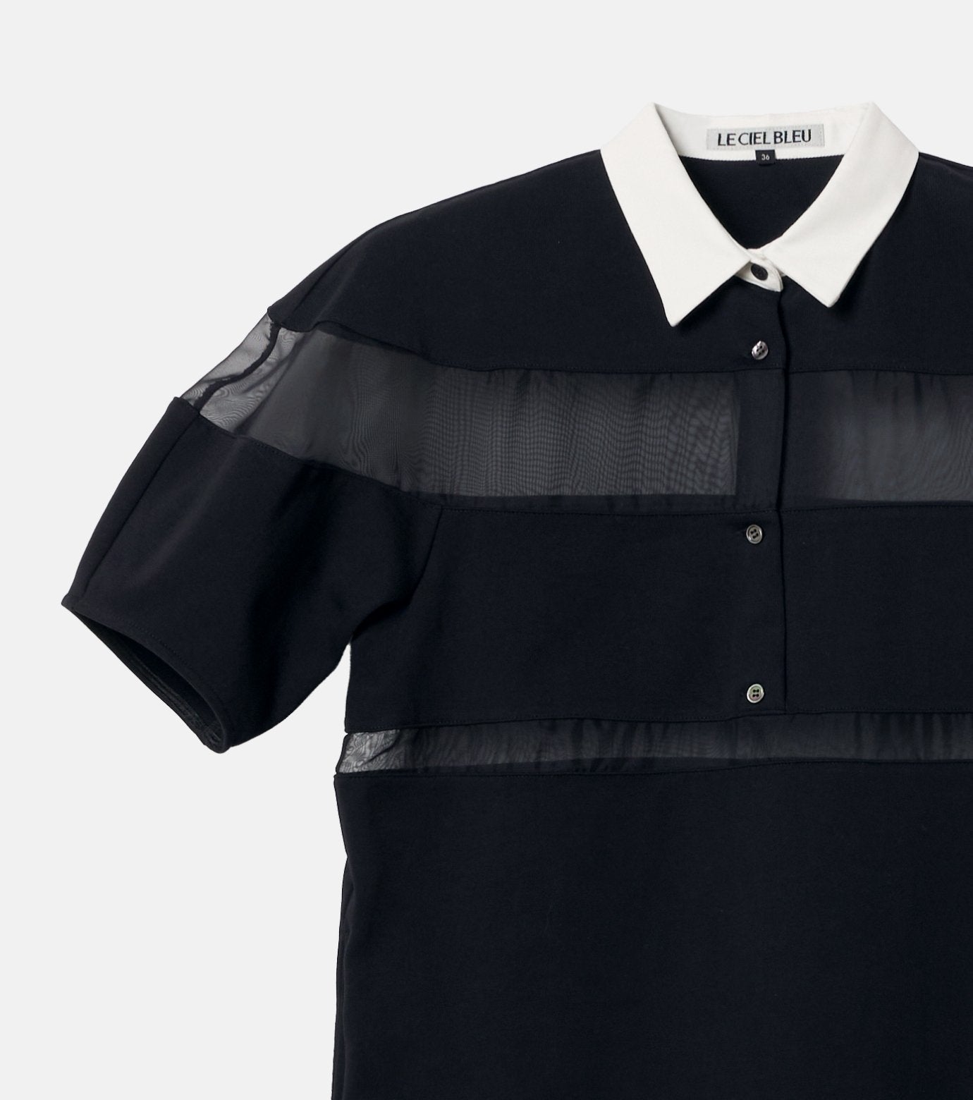 Sheer Detail Rugby Shirt Dress