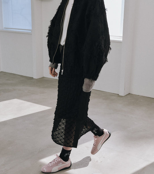 Chiffon Shrink Lace Pencil Skirt