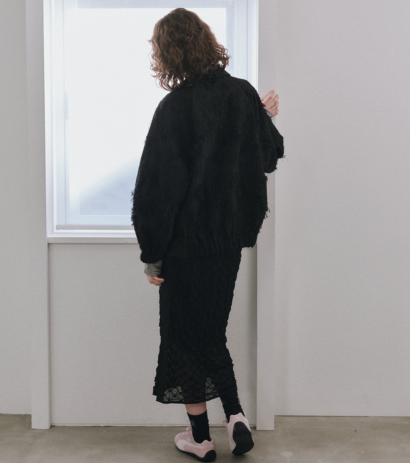 Chiffon Shrink Lace Pencil Skirt