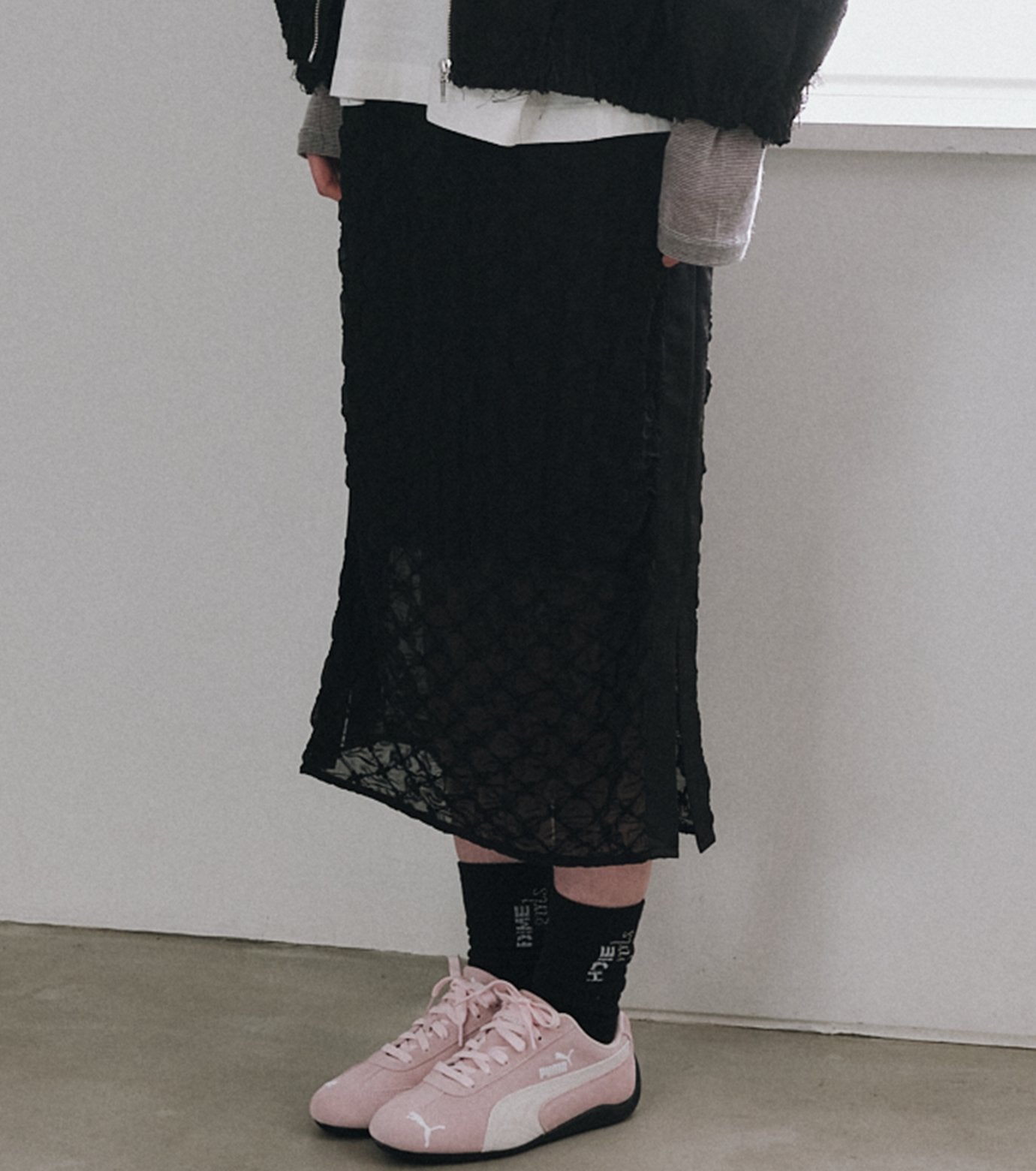 Chiffon Shrink Lace Pencil Skirt