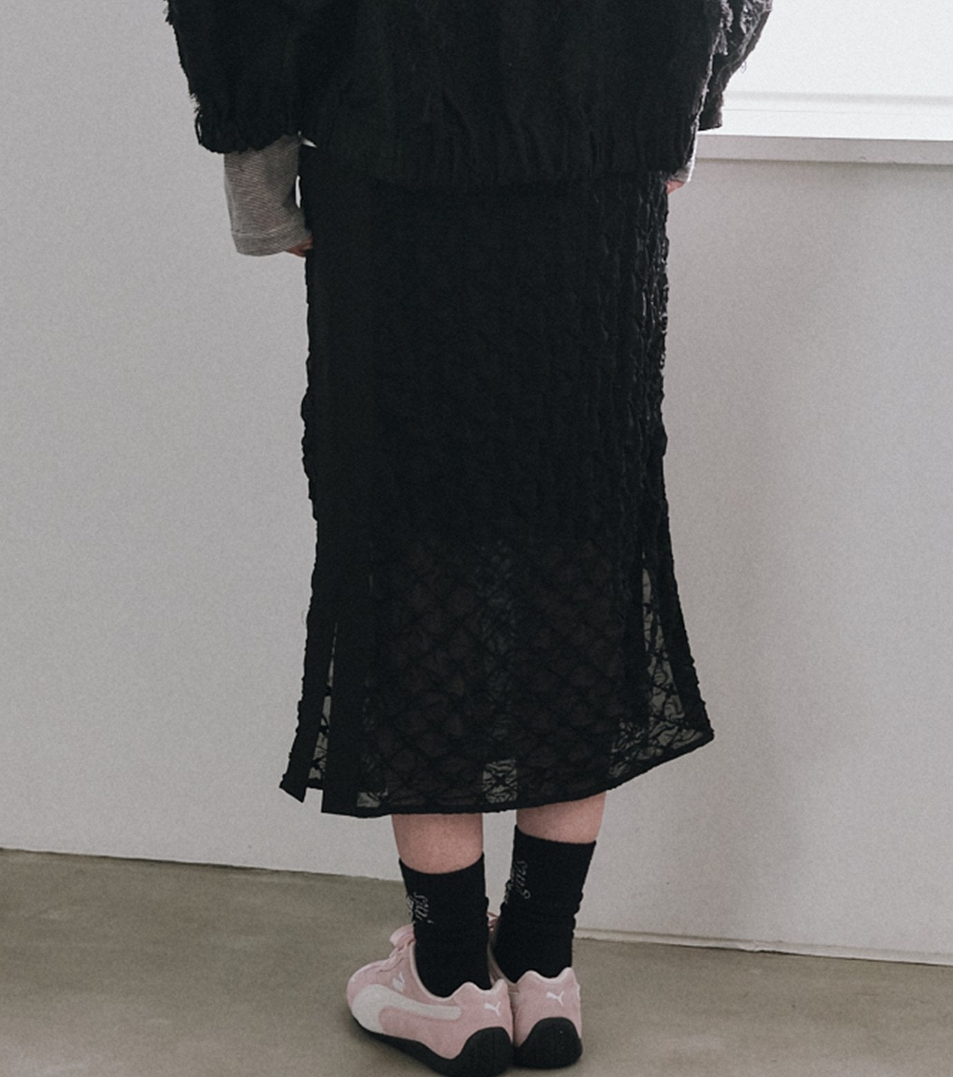 Chiffon Shrink Lace Pencil Skirt