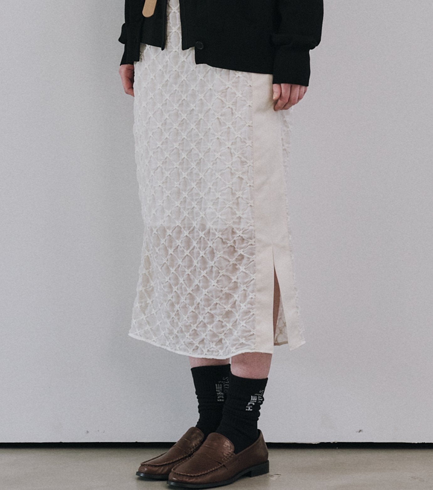 Chiffon Shrink Lace Pencil Skirt