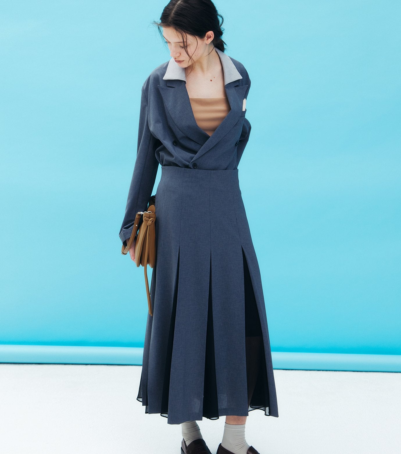 Pleated Skirt w/Sheer Detail