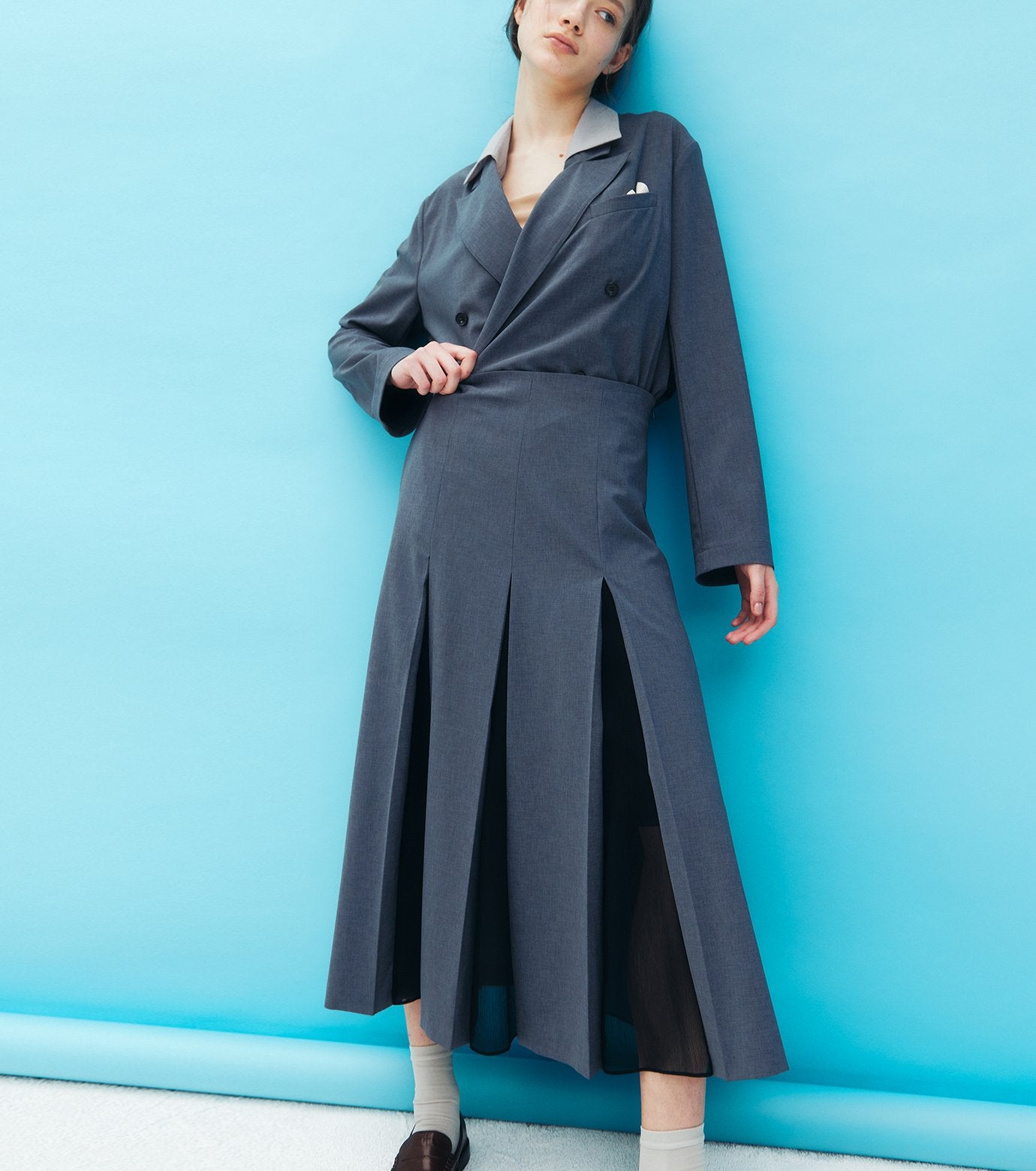 Pleated Skirt w/Sheer Detail